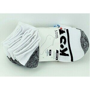 K Swiss Boys 8 Pairs Low Cut Socks White w Color Size 6-8 / Shoe Size 10.5-4